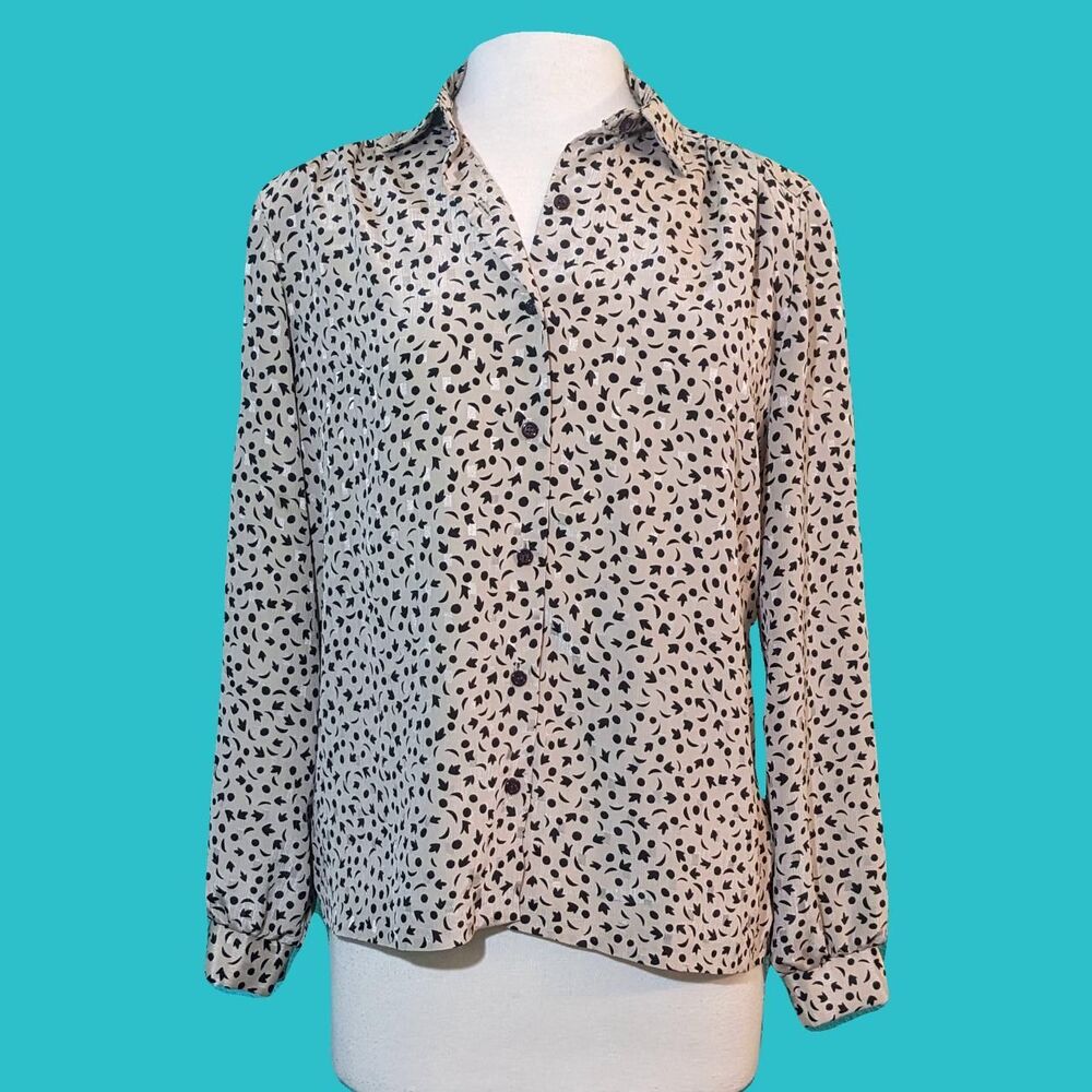 Unbranded Women's Black and Cream Blouse